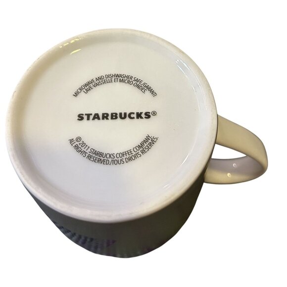 Starbucks 2011 Exclusive Large Gray Snowman Mug 16oz With Red Hat & Purple Scarf - Picture 3 of 4